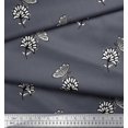 thumbnail image 2 of Soimoi Grey Poly Georgette Fabric Floral & Insect Print Fabric by Yard 42 Inch Wide, 2 of 3