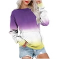 thumbnail image 1 of Lmnyox Chandails à Col Rond pour Femmes, Mode Décontractée, Imprimé, Manches Longues, Chandails à Enfiler avec Poche, Chemises Basiques Amples, 1 of 6