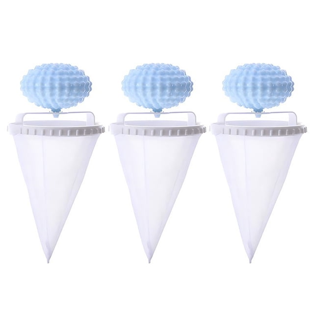 Attrape-poils Réutilisable pour Laveuse 3 Pcs Sacs en Maille Filtrants Anti-Peluches pour Enlever les Poils d'Animaux, Collecteur de Débris de Lessive, Compatible avec Chargeurs Frontaux/top