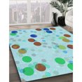 thumbnail image 3 of Ahgly Company Tapis de Zone Rond d'Intérieur Lavable à la Machine, Transitionnel, Bleu Hosta Bleu, 7 Pieds Rond, 3 of 7