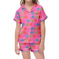 thumbnail image 2 of MIASHUI Girls Pajamas Set Flower Pattern Button-Down Sleepwear 2 Piece Nightwear,Hot Pink,8-9 Years, 2 of 4