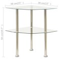 thumbnail image 4 of vidaXL 2-Tier Side Table Transparent 38x38x50 cm Tempered Glass, 4 of 5