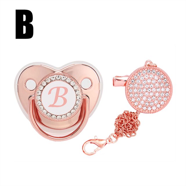 DPTALR Baby Pacifier 26 Letter Name Initial Clip Silicone Infant Nipple Bling Newborn Pacifier