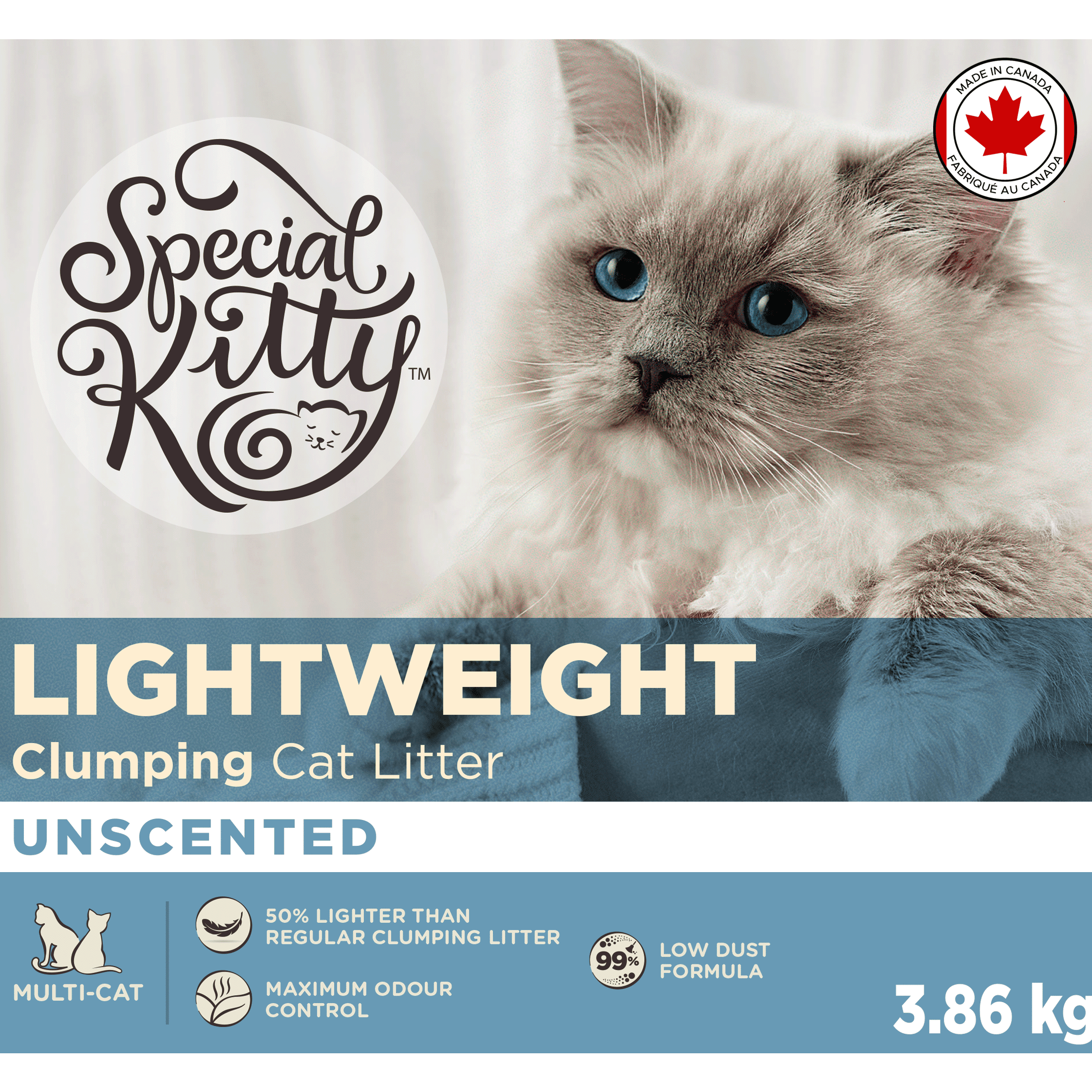 Special Kitty Litière pour Chats Agglomérante Légère Non Parfumée 3.86kg