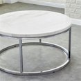 thumbnail image 4 of Steve Silver Echo White Marble and Chrome Metal Round Cocktail Table, 4 of 5