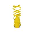 thumbnail image 2 of BLISSFUL STEP Women's Open Toe Lace up Sandals Mid Block Heels Sandals Yellow 7.5, 2 of 7