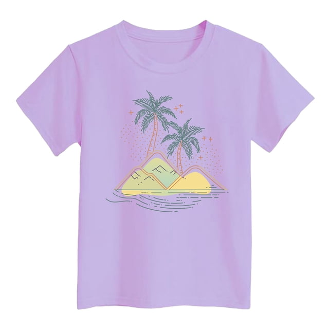Vêtements pour Filles Été Imprimé T-Shirts à Manches Courtes pour Filles Col Rond Tenue d'Été pour Fille T-Shirts pour Filles 8-9 Ans Tenue pour Fille