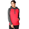 thumbnail image 1 of Hanes Womens Sport Performance Fleece Hoodie, L, Dada Grey/Razzle Pink Heather, 1 of 5