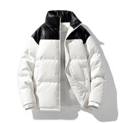 Mceream Winter Coats for Men Color Block Quilted Jackets Stand Collar Puffer Jacket Plus Size Parka Jacket Zip Up Padded Coat Plus Size Outwear Chamarras Para HombresGray M