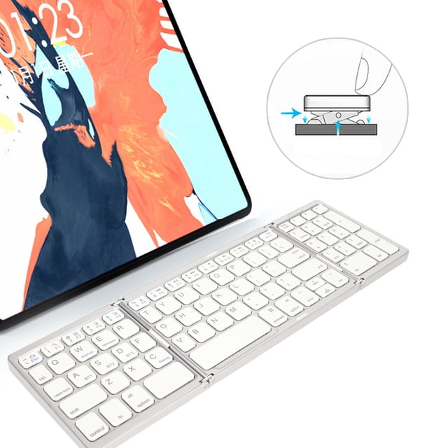 Foldable BT Keyboard, 3 Fold Pocket Size Portable Mini BT Cordless Keyboard with 140mAh Rechargeable Battery, for , for IOS, for , PC, Tablet