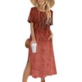 thumbnail image 1 of Ovzne Robes d'Été pour Femmes Robe d'Été Décontractée Printemps Manches Courtes avec Poches Robe de Plage Ligne A Robe Décontractée Robe d'Été Manches Courtes Imprimée Liquidation, 1 of 7