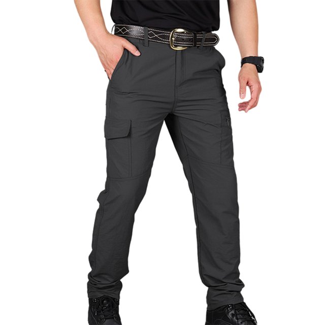 Baohd Multi-Pocket Men Cargo Pants Summer Quick Drying Waterproof Lightweight Sportswear Trousers Overalls for Hiking Black XL
