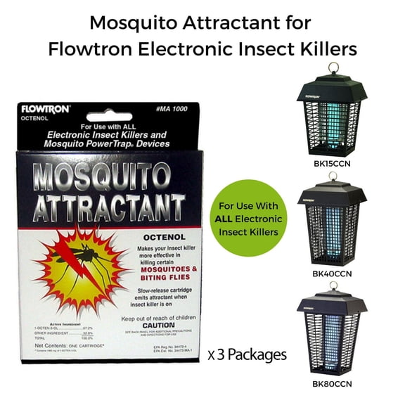 CARTOUCHE D’APPÂT MOUSTIQUES À L’OCTÉNOL FLOWTRON PAQUET DE 3