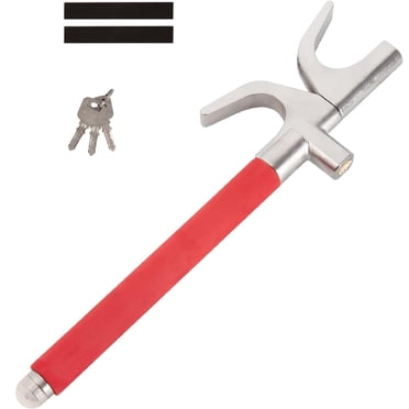 Stanz (TM) Steering Wheel Lock for Cars, Vehicle Anti-Theft Lock,Adjustable Length Clamp Double Hook Universal Fit Emergency Hammer Breaker (Red) with Window Breaker