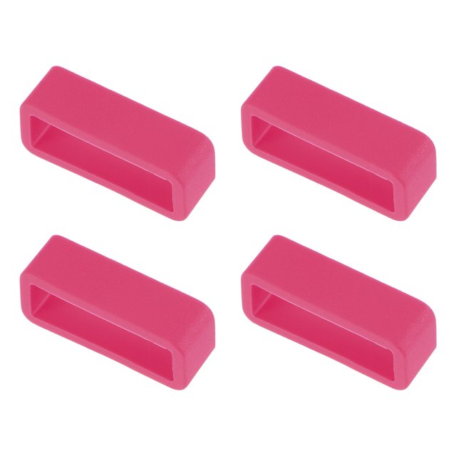 Unique Bargains Watch Band Strap Loops Silicone for 19mm Width Watch Band, Rose Red 4 Pack