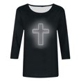 thumbnail image 4 of EGNMCR Easter T-Shirt Imprimé Femmes T-Shirts Graphiques Femmes Chemises Mode Femme Décontracté Noël Imprimé Col Rond Blouse Imprimée T-Shirt Manches 3/4 T-Shirt Blouses T-Shirts Femmes, 4 of 4