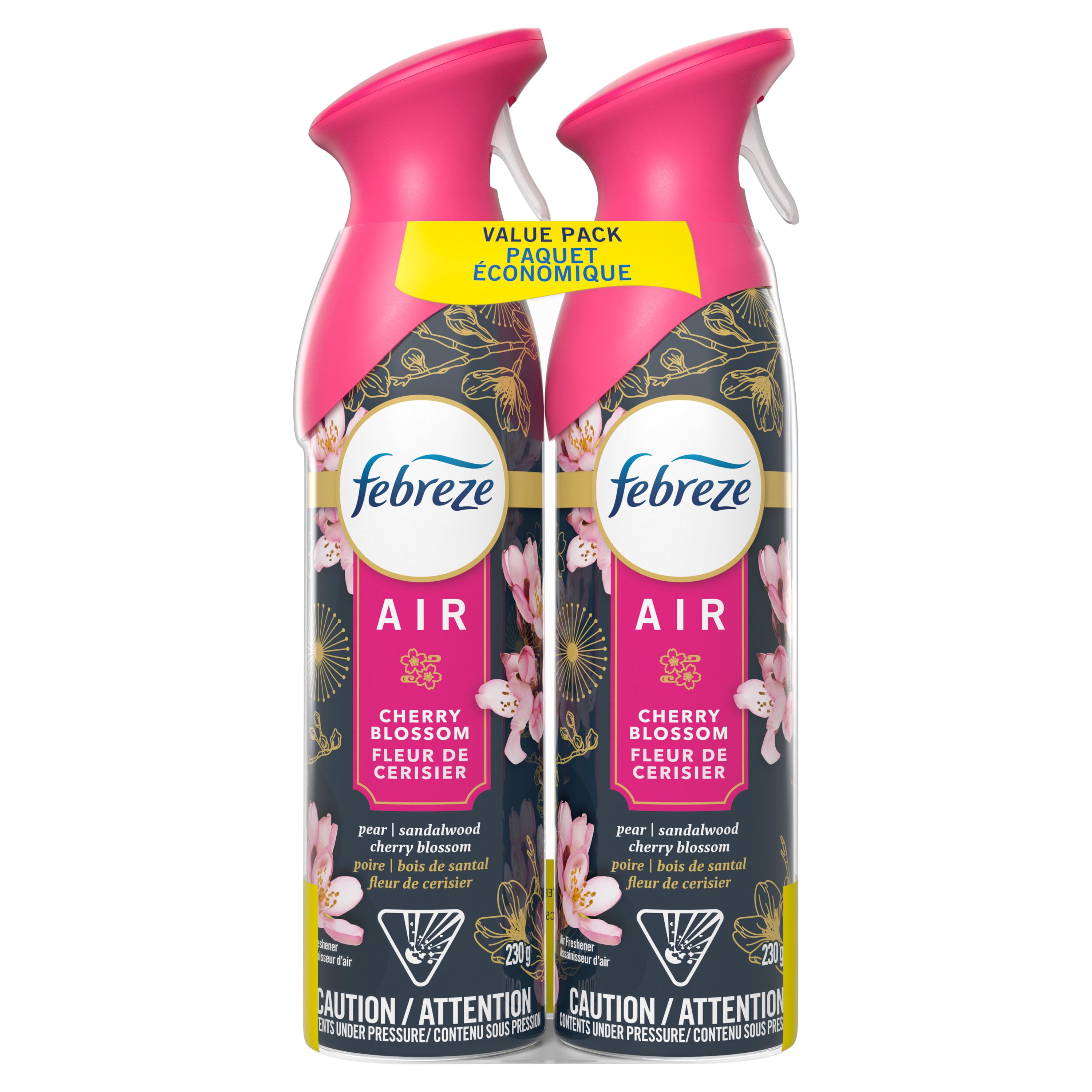 Febreze Air, Assainisseur d'Air en Vaporisateur, Vaporisateur pour Pièces Anti-Odeurs, Fleur de Cerisier, 230g, Lot de 2