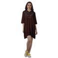 thumbnail image 1 of Moomaya Robe Chemise Brodée Unie Femmes Manches 3/4 Col Évasé Blouse, 1 of 6