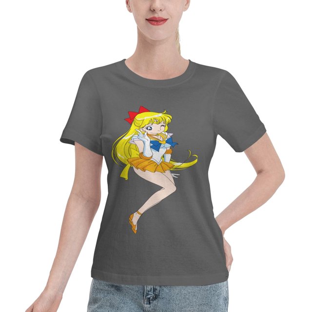 T-Shirt Basique à Manches Courtes pour Femmes Sailor Moon Aino Minako