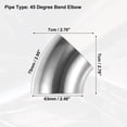 thumbnail image 3 of Unique Bargains 4 Pcs OD 2.5 Inch 45 Degree SS304 Stainless Steel Exhaust Elbow Pipe for Car Modified Exhaust System, 3 of 7
