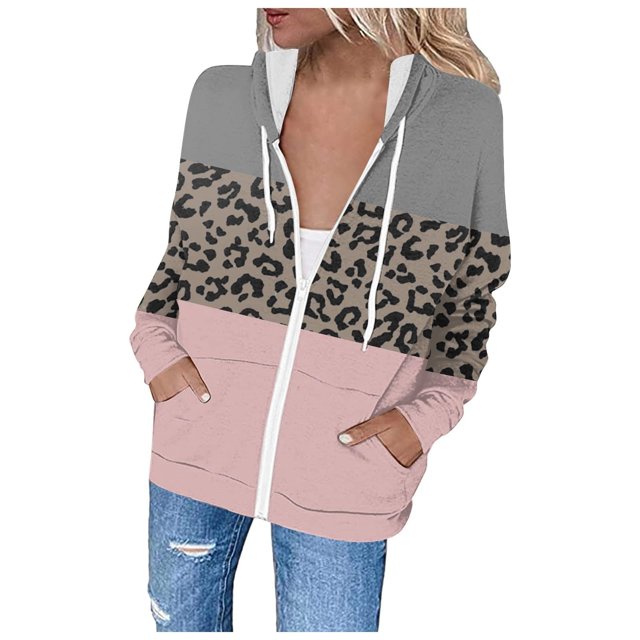 Chandails à Capuche Zippés pour Femmes Rabais de 50 % en Liquidation Blouse Imprimée Mode Hauts à Manches Longues Chandail Poches à Capuche