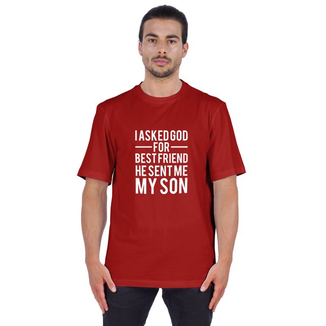 Inkmeso T-shirt à Col Rond pour Homme, Graphique Imprimé « J'ai Demandé à Dieu Mon Meilleur Ami, Il m'A Envoyé Mon Fils », Tee pour Père Fils Amour