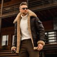 thumbnail image 1 of EGNMCR Jackets for Men Men Mid-length Windbreaker Jacket With Lapel Color Suede Coat, 1 of 8