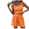thumbnail image 1 of Birdeem Womens Spring and Summer Solid Tank Top Shorts Two Piece Casual Home Set, 1 of 9