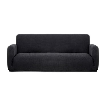 Aihimol Housse Extensible pour Causeuse, Housse de Sofa 1 Pce, Protège-Meubles, Canapé Doux avec Bas Élastique pour Enfants, Tissu Jacquard Polyester Spandex, Petits Carreaux (Noir)