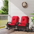 thumbnail image 2 of Outsunny 2 Pcs Rattan Rocking Chair with Soft Cushion for Garden, Red, 2 of 10