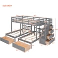 thumbnail image 2 of Version Améliorée Lit Superposé Double sur Simple et Simple, Lit Superposé Triple en Bois Massif avec Tiroirs de Rangement et Escalier, Cadre de Lit Superposé Solide et Robuste avec Garde-Corps pour Enfants Ados Adultes (Gris), 2 of 9