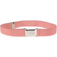 thumbnail image 2 of Kids Elastic Adjustable Strech Belt With Silver Square Buckle - Peach, 2 of 4