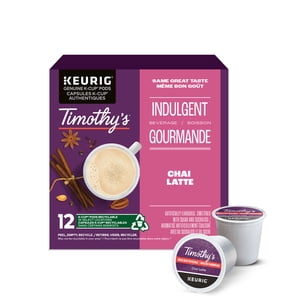 Pochettes à café Chai Latte K-Cup de Timothy, 12 gousses pour les cafetières Keurig