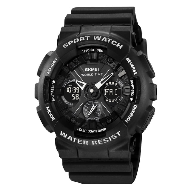 SKMEI 2118 Men's Sports Watch with Dual Display, 50M Water Resistance, Backlight, World Time, Stopwatch, Daily Alarm, and Countdown Timer for Active Lifestyles