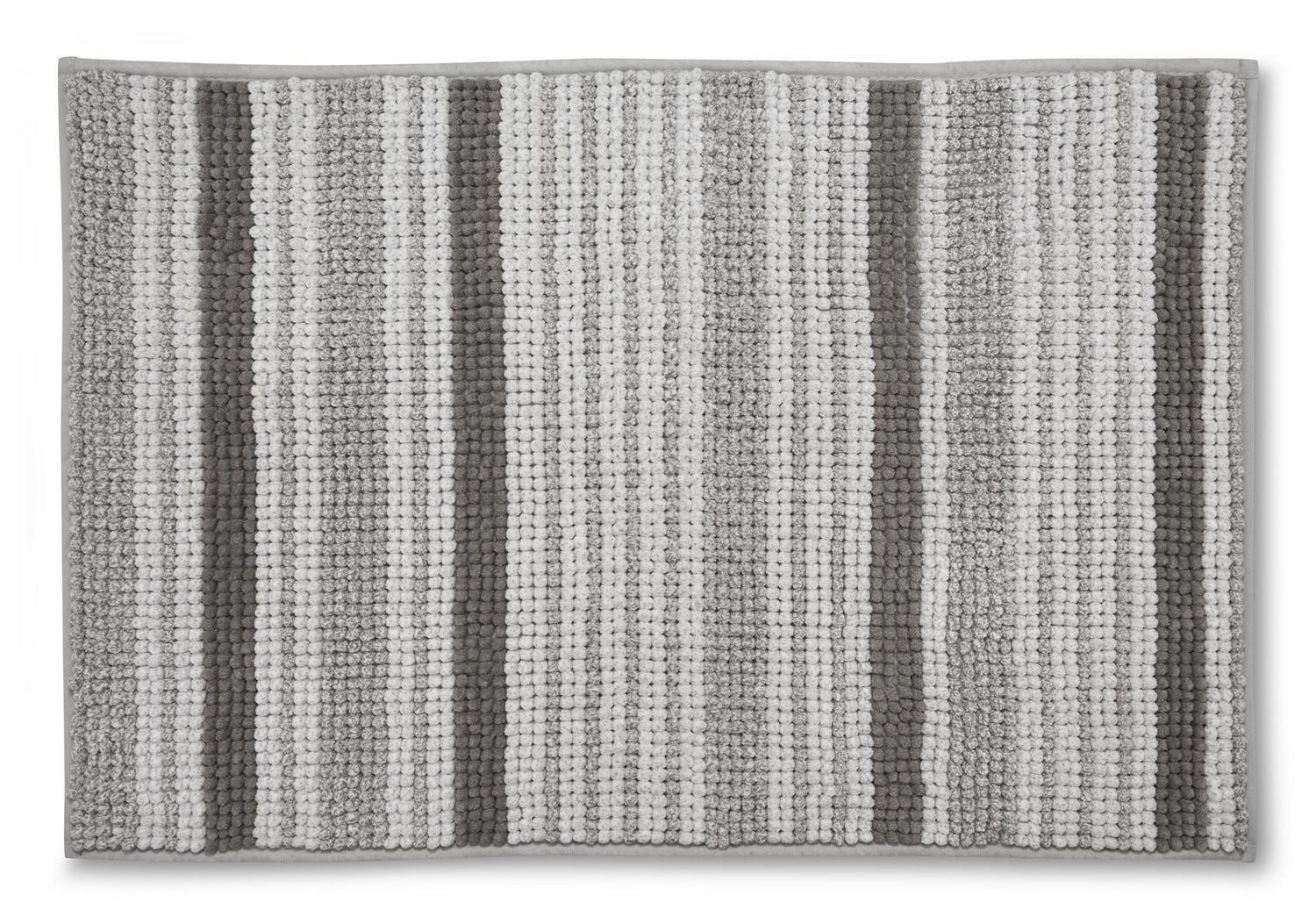 Mainstays Tapis de Bain Chenille Rayé, Gris, 20x30"