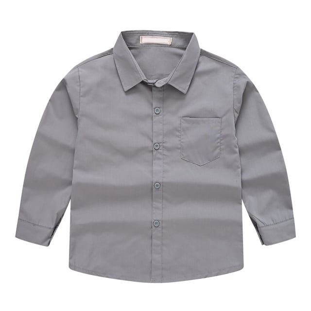 vdgthytj Toddler Boys Girls Button down Shirts Kids Long Sleeve Casual Solid Color Tops Fall Spring Blouse