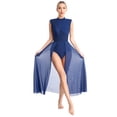 thumbnail image 2 of Aislor Robe de Danse Lyrique pour Femmes Justaucorps de Ballet et de Gymnastique Sans Manches Robes Fendues Tenue de Danse Bleu Marine TG, 2 of 7