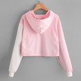 thumbnail image 2 of ORUYROP Sweat à Capuche Court à Manches Longues Zippé Rayé pour Femmes, Veste Décontractée à Cordon de Serrage, 2 of 5