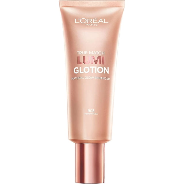L’Oréal Paris True Match Lumi Glotion, Highlighter Makeup, Makeup, Instantly Hydrates and Illuminates Skin, Sheer Color Tint, Offers a Sunkissed Glow, 903 Medium, 40 mL