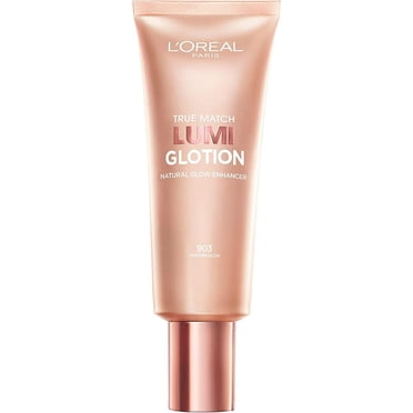 L’Oréal Paris True Match Lumi Glotion, Illuminateur, Sublimateur d'éclat naturel pour le visage et le corps, Teinte diaphane, Offre un éclat ensoleillé, 903 Moyen, 40 ml