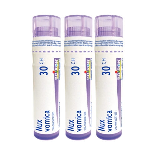 Boiron Nux Vomica 30CH – Homeopathic Medicine, Box of 3 Tubes (4g Each, Approx. 80 Pellets per Tube)