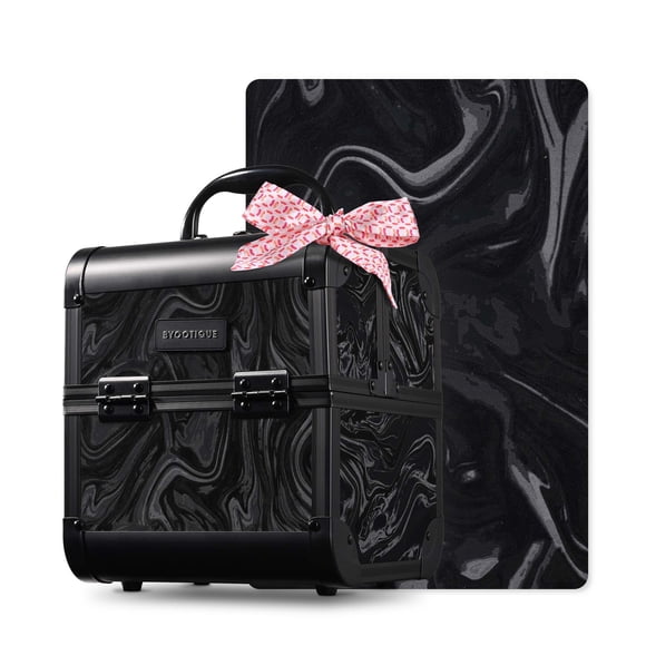 BYOOTIQUE Makeup Train Case 2-Tier Trays Portable Cosmetic Cases Travel Makeup Storage Organizer Lockable Box with Mirror and Keys for Makeup Artist Nail Tech,CoyoteButtes Shadows