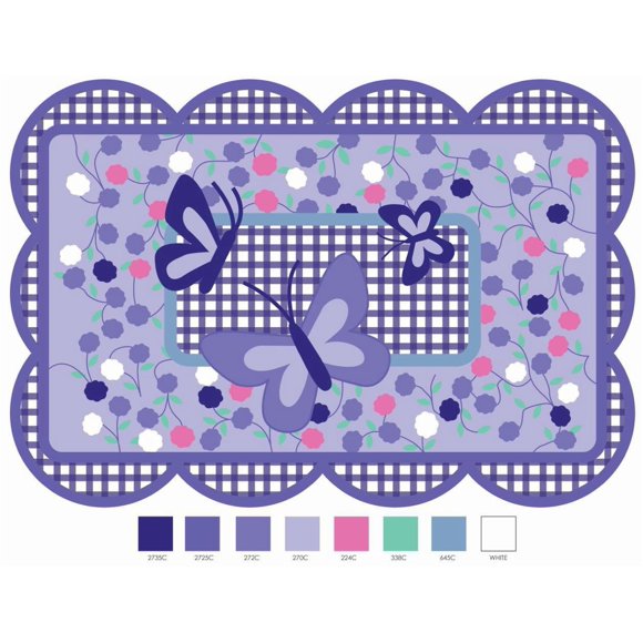 Fun Rugs Multi-Colored Purple Butterfly Nylon Kids Rug