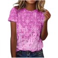thumbnail image 2 of Meichang Chemises Grande Taille pour Femmes Chic Décontracté Chemise Basique Mode d'Été T-Shirt Imprimé Hauts Décontractés T-Shirt à Manches Courtes Ample Col Ras du Cou Chandail T-Shirts, 2 of 4