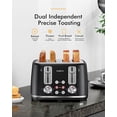 thumbnail image 2 of LONGDEEM 4 Slice Toaster, 6 Browning Options, Wide Slots, High Lift Lever, Dual Controls, Black, 2 of 7