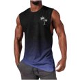 thumbnail image 1 of Styesk Débardeurs Hommes Mode Décontractée Sans Manches Imprimé Dégradé Chandail Col Rond Débardeur de Sport, 1 of 4