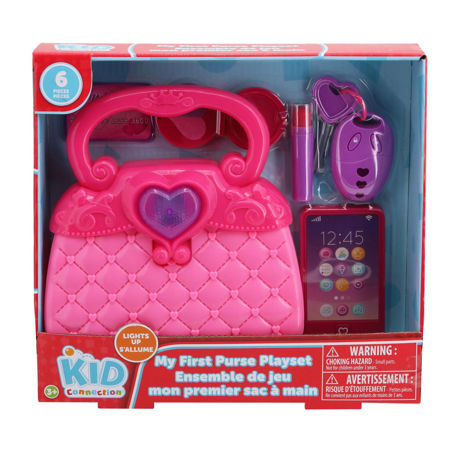 Kid Connection My First Purse with Light 6 Piece Pretend Playset for Ages 3+