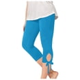 thumbnail image 1 of Solid Color Girls Capris Leggings Girls Cropped Summer Leggings for Casual Dance Blue 5Y, 1 of 8