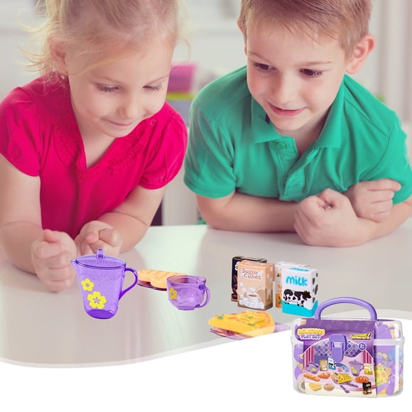 EQWLJWE Learning & Education Toys,Handheld Games for Kids Electronics,25PCS Household Kitchen Utensils Tea Sets Toy Storage Boxes Simulated High Tea Desserts Food Children's Toy Sets Birthday Present