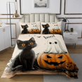 thumbnail image 1 of Erosebridal Couvre-Lit Réversible Kawaii Chat Citrouille d'Halloween Ensemble Format Grand Lit, 1 of 6